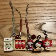 ご当地キティ 根付ストラップ チャーム　まとめ売り ジャンク　5個セット