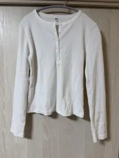 ホワイト Mサイズ ヘンリーネックTシャツ