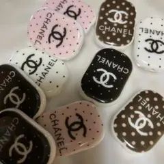 ロゴ楕円型ドット柄ビーズ 4色5個入り