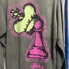 【OLD STUSSY】00s フェード感 チェスプリント　グランジ長袖