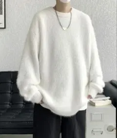 【FVLMEN】シャギー ファー クルー ニット プルオーバー XLのサムネイル