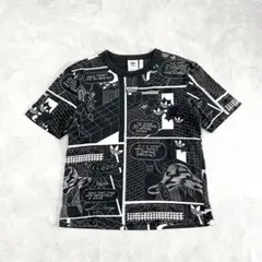adidas 総柄 グラフィック Tシャツ コミック柄 メンズM ブラックのサムネイル