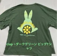 clap ✳︎ダークグリーン ビッグTシャツ 花ロゴのサムネイル