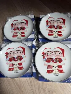 不二家 ペコちゃん ポコちゃん 2006年 クリスマスプレート 4枚のサムネイル