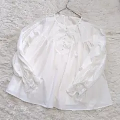 Coca ✨美品　袖レースギャザーブラウス　ホワイト　M　オーバーサイズ