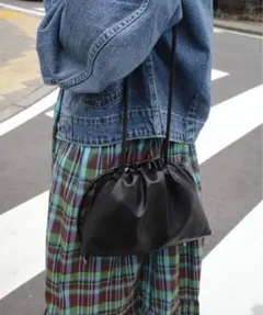 SLOBE IENA 3WAY スムース巾着バッグ ブラックのサムネイル