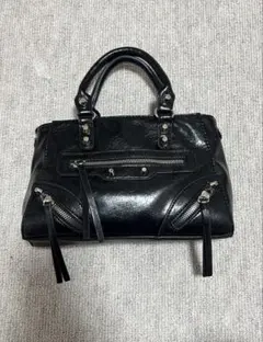 ブラックレザーショルダーバッグ Y2K