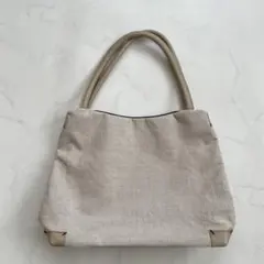 幡 BANINOUE リネン×レザートートバッグ　和装小物　ナチュラル