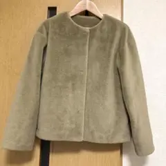 UNIQLO ユニクロ スムースヤーンフリースノーカラージャケット M ベージュ