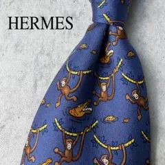 美品 HERMES エルメス サヤエンドウ てんとう虫 ネクタイ ブラウン 茶