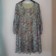 花柄シフォン 七分袖チュニックのサムネイル