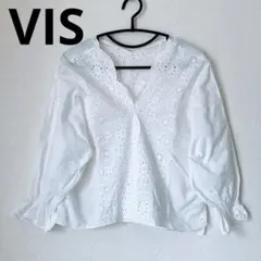 ViS スカラップ 刺繍 コットン レース ボリューム フリル 袖 ブラウス Fのサムネイル