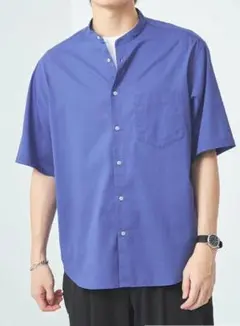 green label relaxing 半袖バンドカラーシャツ Lサイズ
