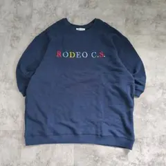 【RODEO CROWNS】 スウェット ロゴ刺繍 ネイビー ビッグシルエット