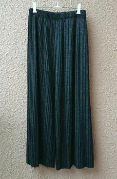 新品タグ付き プリーツロングパンツ イージーパンツ ダークグレー M～L