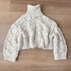 ZARA アイボリー タートルネック ニット