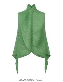 PLEATS PLEASE ノースリーブブラウス グリーン PLEATS PLEASE フリンジ プリーツ ノースリーブ 緑 イッセイミヤケ