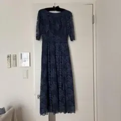 ネイビー レース パーティードレス
