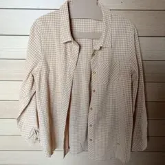 チェック 長袖シャツ ゆったりめ ビックサイズ 13号 LL XL ワンポイント