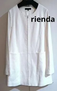 rienda ノーカラーコート ホワイト ジップアップのサムネイル