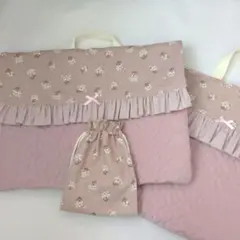 ヌビ ハート ピンク レッスンバッグ お弁当袋 給食袋 コップ袋 巾着