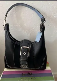 COACH黒ショルダーミニバッグ バックル付き