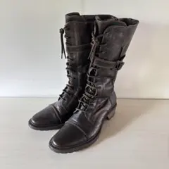 【美品】 PAS DE TOUT 本革 レースアップブーツ 37 ダークブラウン