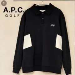 A.P.C. GOLF 長袖ポロシャツ L 黒 ロゴ刺繍 ゴルフウェア