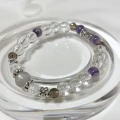 天然石 ラブラドライト 水晶 アメジスト スモーキークォーツ ブレスレット