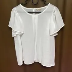 Samansa Mos2 フリル袖 ホワイトブラウス