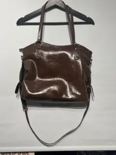 ブラウン ショルダーバッグ 合成皮革