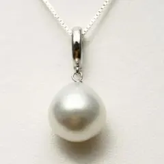 大粒11.7mmタヒチ産プラチナグレーパールペンダントトップ K18WGモード 