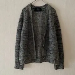 Noble モヘヤ混長袖カーディガン　グレー