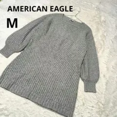 アメリカンイーグル ニットチュニック 長袖 灰色 無地 綿/M