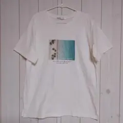 ikka フォトプリント 半袖Tシャツ ホワイト