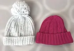 GAP ユニクロ キッズ ニット帽 2点セット ポンポン付き ビジュー