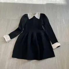 襟付き バイカラーフレアワンピース Sサイズ