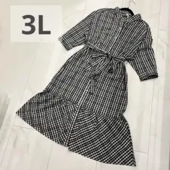 3L ギンガムチェック シャツワンピース