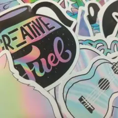 韓国 フレークシール ステッカー 猫 ユニコーン 宇宙 ファンタジー 45枚