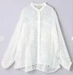 【UNITED ARROWS】バックフレア ドット カットジャガード ブラウス