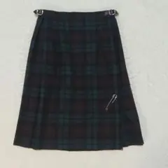 オニールオブダブリン チェック柄 プリーツスカート グリーン系