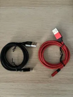 USB Type C ケーブル【1m 2本セット】黒　赤