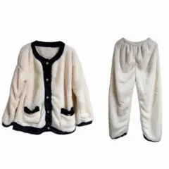 フリース ルームウェアセット カーディガンとパンツ