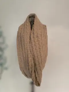 レース編み ニット・ストールマフラー・ベージュ ・インフィニティスカーフ