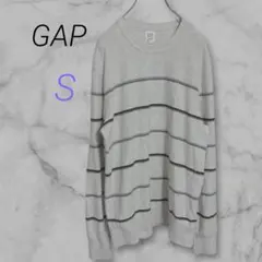 GAP【S】メンズ　ベージュ　ボーダー　長袖ニットセーター