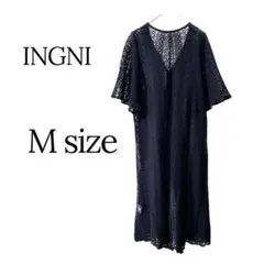 INGNIレースロングカーディガン黒透け感羽織上品 INGNI レース Mサイズ