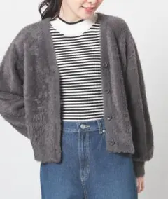 honeys C.O.L.Z.A フェザーヤーンVネックカーディガン