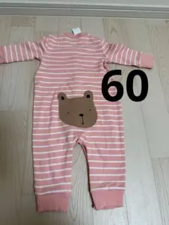 ベビーギャップ　ボーダー　ピンク　長袖　ロンパース　くま　おしり