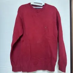TOMMY HILFIGER レッド クルーネックニット M
