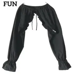 美品◆FUN ショート丈　リボン　フリルボレロ【F】黒　長袖 ボリューム袖　羽織